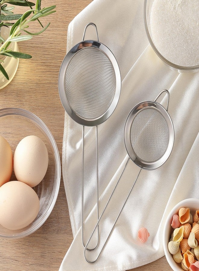 XZZWLL 2 Pack Fine Mesh Strainers, Mini Stainless Steel Strainer with Handle for Kitchen, Metal Sieve Sifters for Straining Tea, Matcha, Cocktail, Juice and Coffee (8.6in 7.5in) - Image 5
